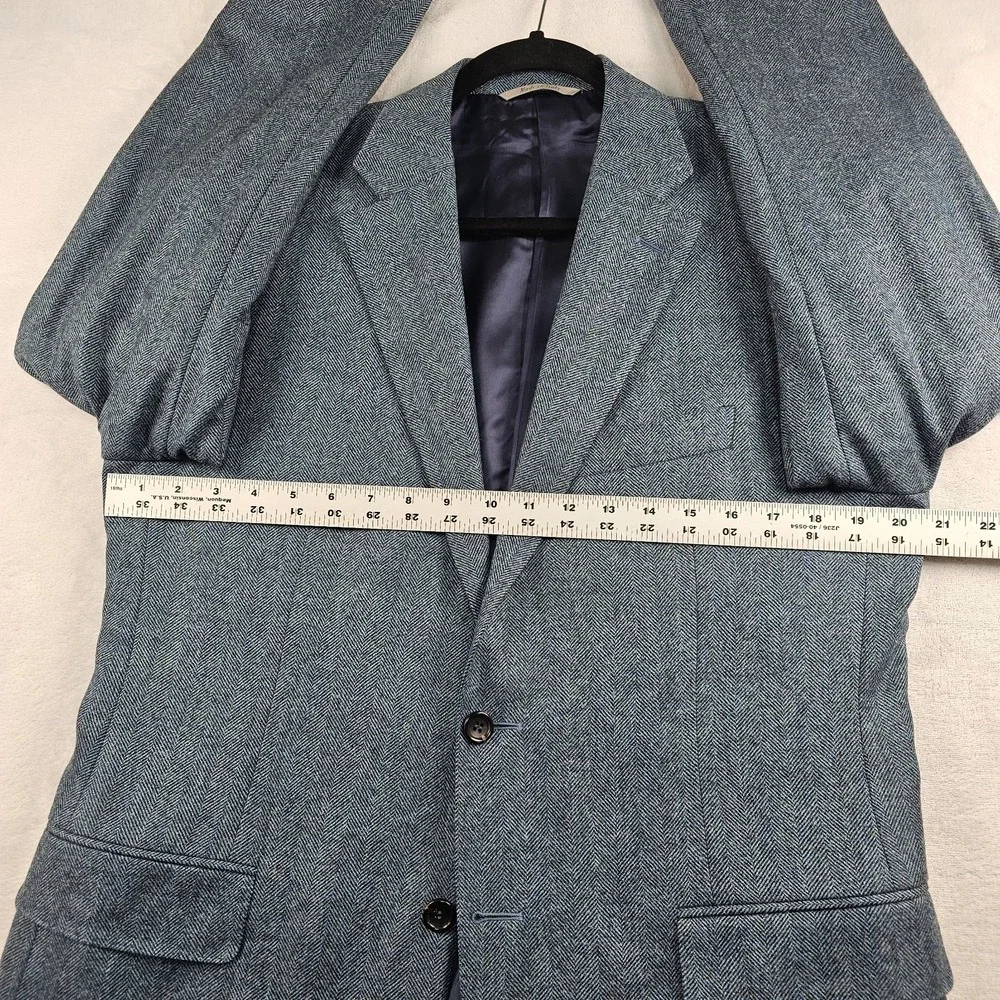 Canali 1934 Blazer 40R Wool Cashmere Herringbone Flannel Aqua Sport Coat L 13290